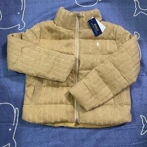 Polo Ralph Lauren Tan Cable Knit Puffer Jacket